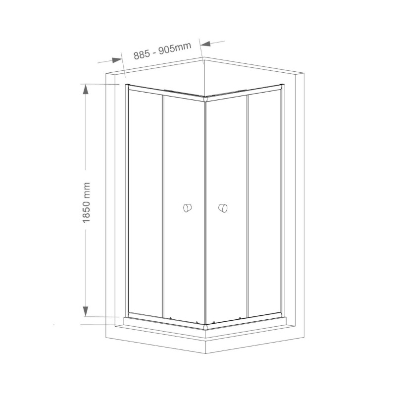 AQUALINE AGGA štvorcová sprchová zástena 900x900mm, číre sklo HLF909