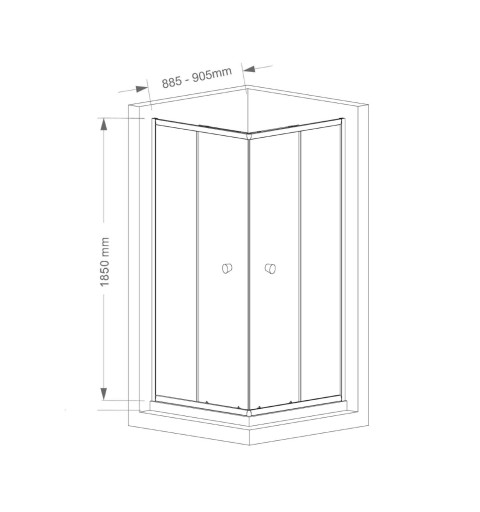 AQUALINE AGGA štvorcová sprchová zástena 900x900mm, číre sklo HLF909