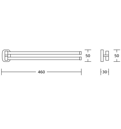 AQUALINE RUMBA držiak uterákov otočný dvojitý 450mm, chróm RB121