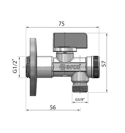 Arco Rohový ventil A-80 1/2"x3/8" s filtrom, anticalc, chróm A-80 MAC FILTER 3/8"