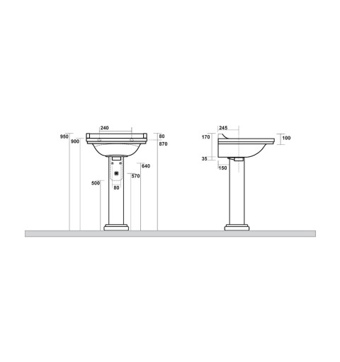 Kerasan WALDORF univerzálny keramický stĺp k umývadlam 60,80 cm 417001