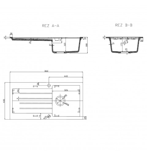 Sapho Granitový zabudovateľný drez s odkvapom 86x43,5 cm, béžová GR1602