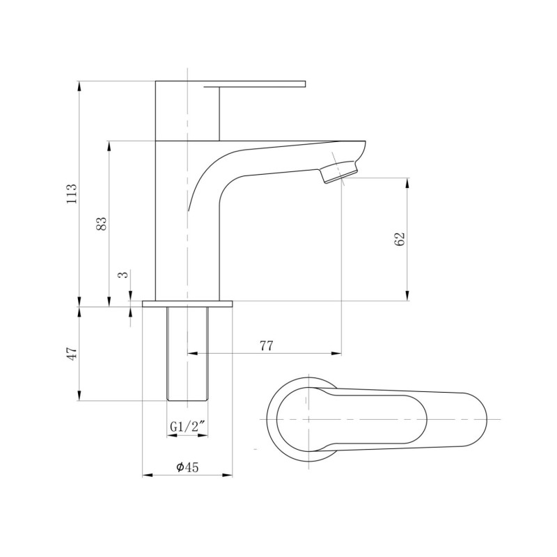 Sapho SMALL stojánkový umývadlový ventil, 113 mm, chróm SM23