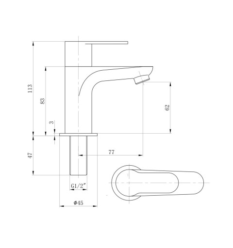 Sapho SMALL stojánkový umývadlový ventil, 113 mm, chróm SM23