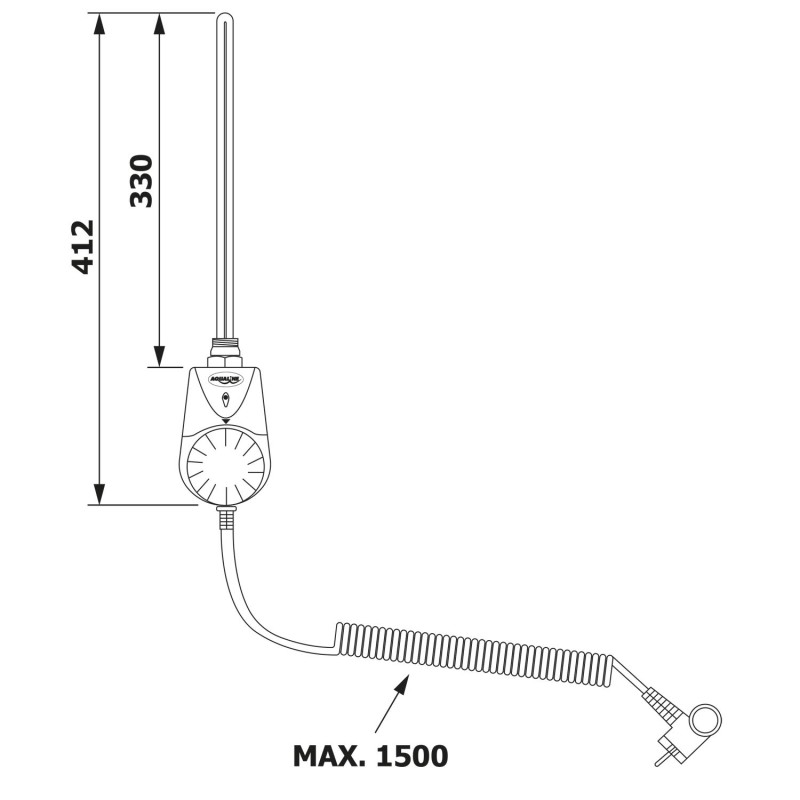 AQUALINE Elektrická vykurovacia tyč s integrovaným termostatom 600W, biela TS-600B