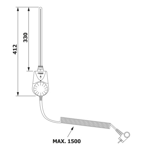 AQUALINE Elektrická vykurovacia tyč s integrovaným termostatom 600W, biela TS-600B