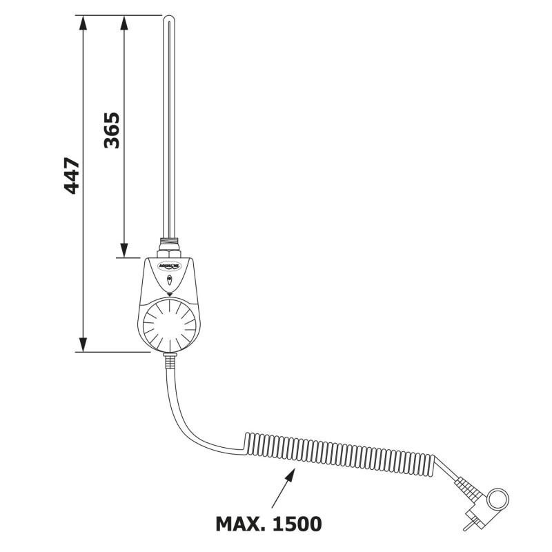 AQUALINE Elektrická vykurovacia tyč s integrovaným termostatom 900W, biela TS-900B