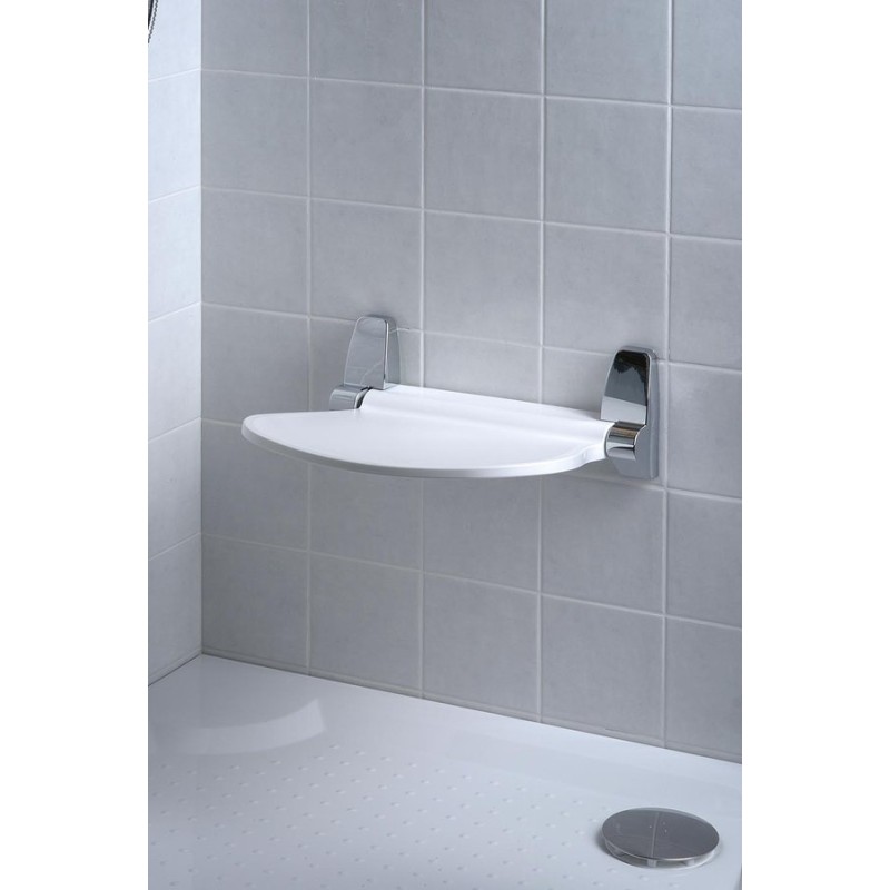 Sapho SOUND Kúpeľňové sedátko 38,5x35,4cm, sklopné, biela/chróm 2282
