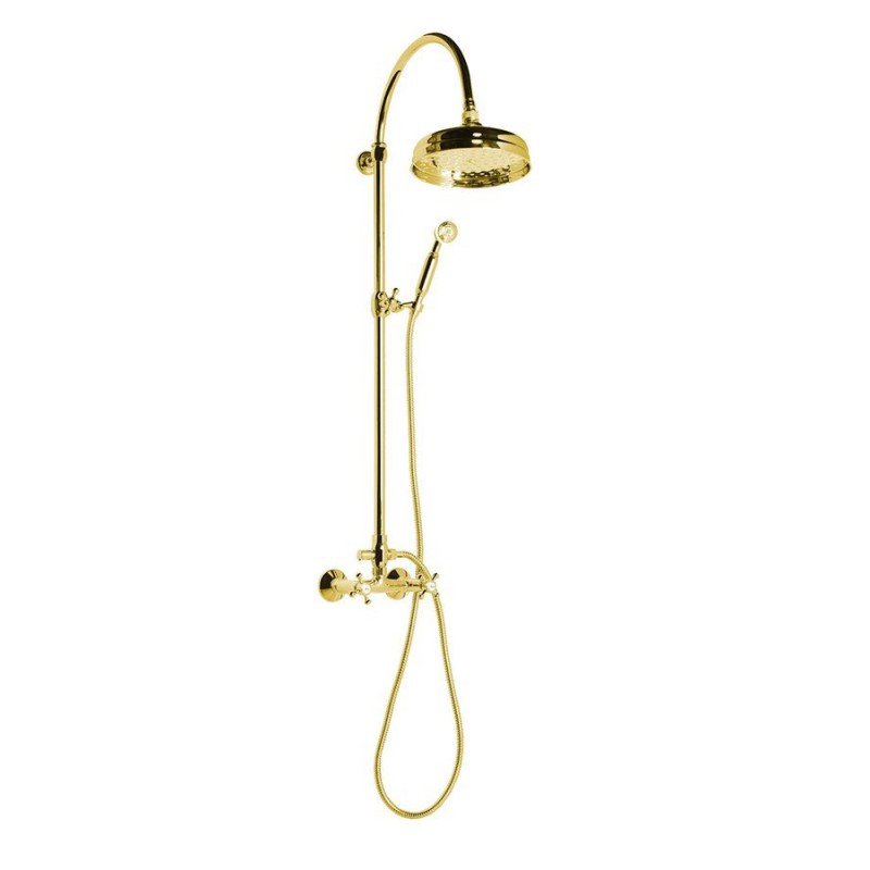 Reitano Rubinetteria ANTEA sprchový stĺp k napojeniu na batériu, hlavová a ručná sprcha, zlato SET035