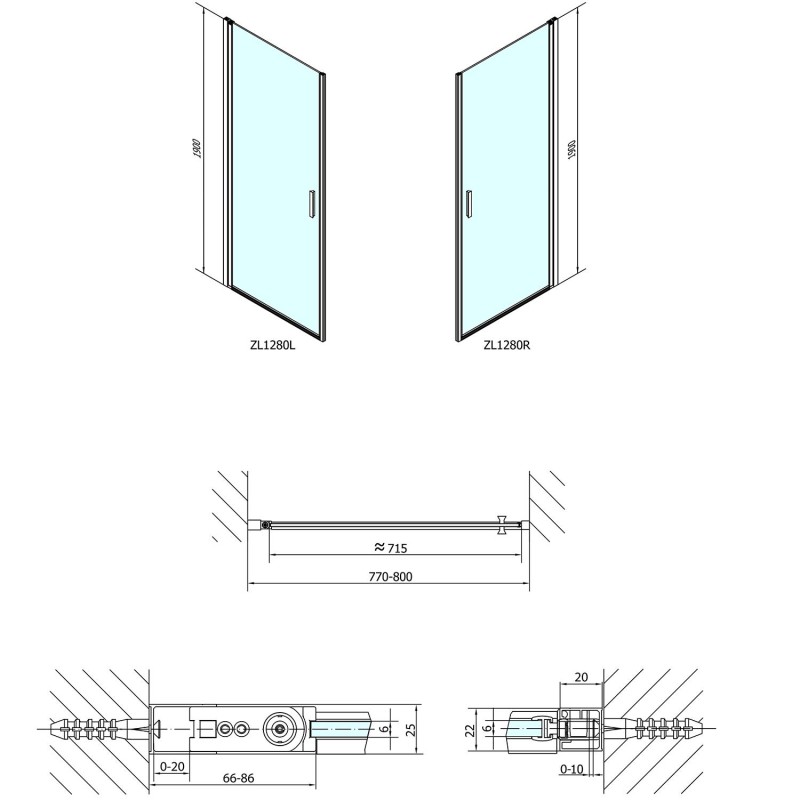 Polysan ZOOM LINE sprchové dvere 800mm, číre sklo ZL1280