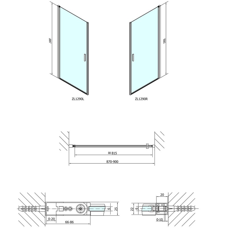 Polysan ZOOM LINE sprchové dvere 900mm, číre sklo ZL1290