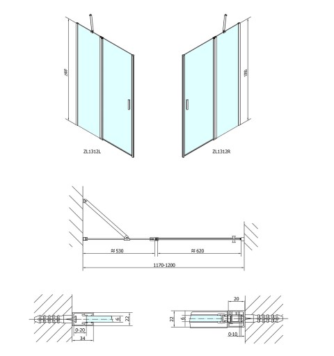 Polysan ZOOM LINE sprchové dvere 1200mm, číre sklo ZL1312