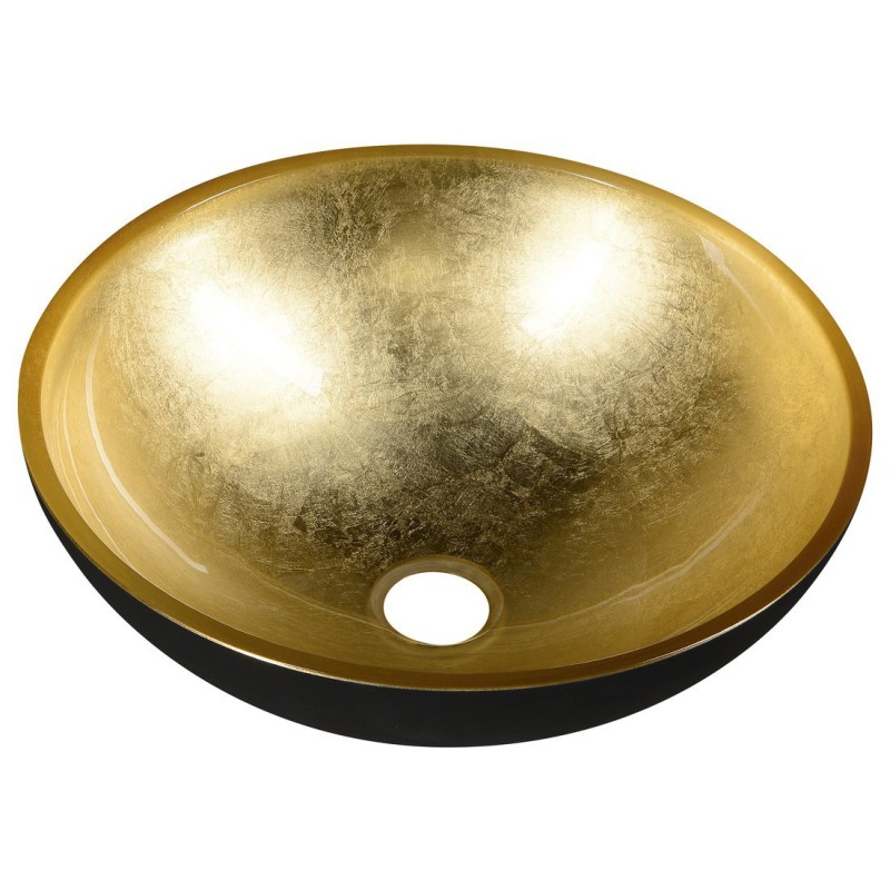 Sapho MURANO BLACK-GOLD sklenené umývadlo 40x14cm, zlata/čierna AL5318-77
