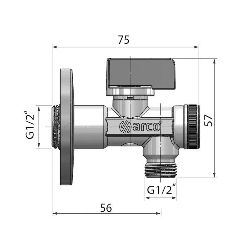 Arco Rohový ventil A-80 1/2"x1/2" s filtrom, anticalc, chróm A-80 MAC FILTER 1/2"