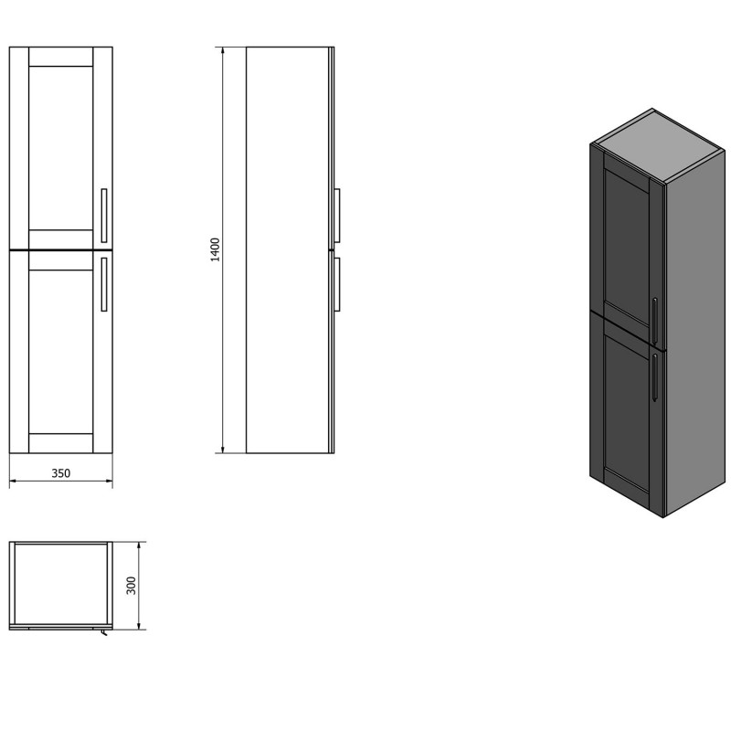 Sapho AMIA skrinka vysoká 35x140x30cm, ľavá/pravá, šedý dub AM020-2020