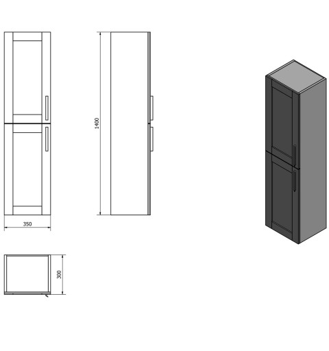 Sapho AMIA skrinka vysoká 35x140x30cm, ľavá/pravá, šedý dub AM020-2020