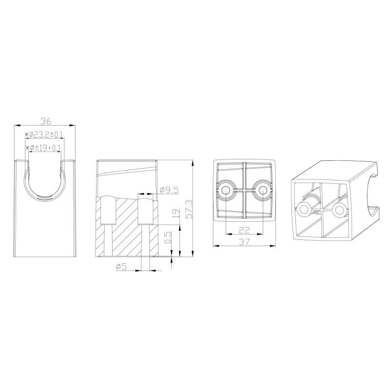 AQUALINE Pevný držiak sprchy, hranatý, 57mm, ABS/chróm SK050