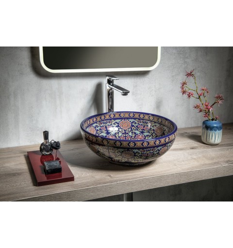 Sapho PRIORI keramické umývadlo, priemer 40,5cm, 15,5cm, fialová s ornamentami PI022