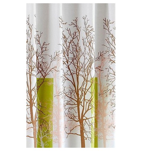 AQUALINE Sprchový záves 180x180cm, polyester, biela/zelená, strom ZP009/180