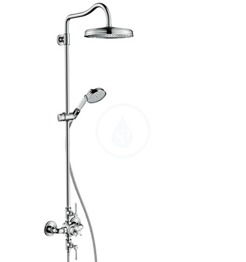 AXOR - Montreux Showerpipe s termostatickou baterií a horní sprchou 1jet, kartáčovaný nikl (16572820)