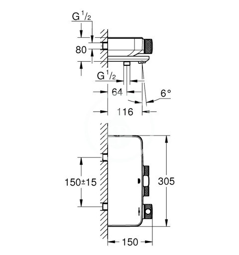GROHE - Grohtherm SmartControl Termostatická vanová baterie, chrom (34718000)