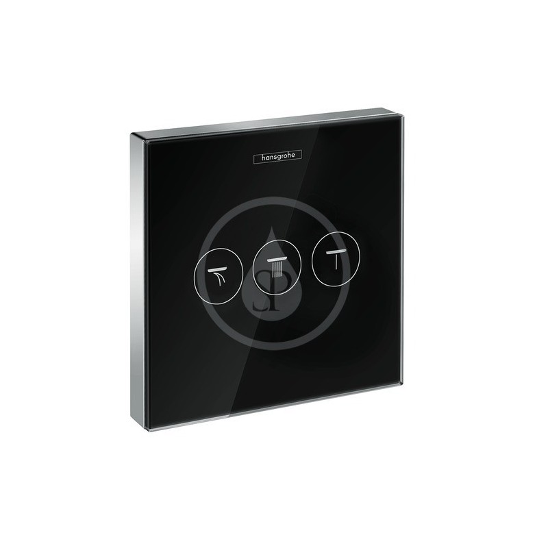 HANSGROHE - Shower Select Glass, uzavírací a přepínací ventil pro 3 spotřebiče, černá/chrom (15736600)