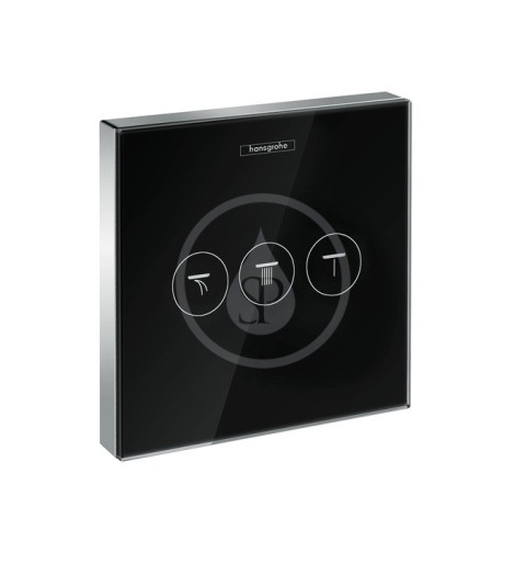 HANSGROHE - Shower Select Glass, uzavírací a přepínací ventil pro 3 spotřebiče, černá/chrom (15736600)