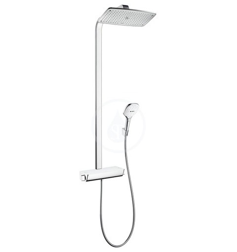 HANSGROHE - Raindance Select E Showerpipe 360 1jet, termostatická sprchová batéria, sprchové rameno 380 mm, biela/chróm (2711240