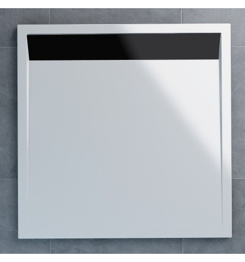 SanSwiss ILA sprchová vanička,čtverec 90x90x3 cm, bílá-kryt černý matný, 900//30 WIQ0900604