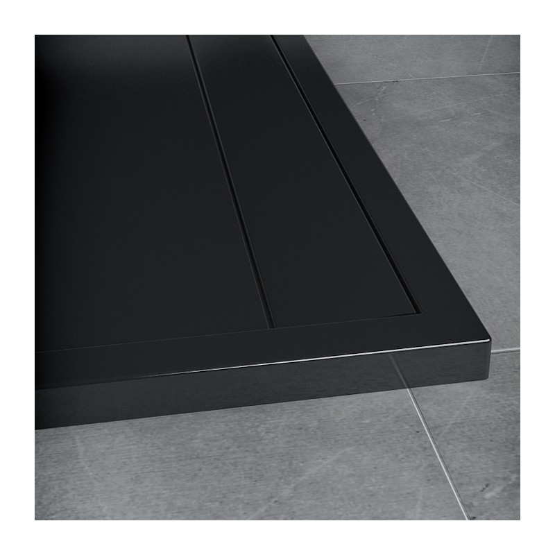 SanSwiss ILA sprchová vanička,čtverec 80x80x3 cm, černý granit-kryt černý matný, 800//30 WIQ08006154