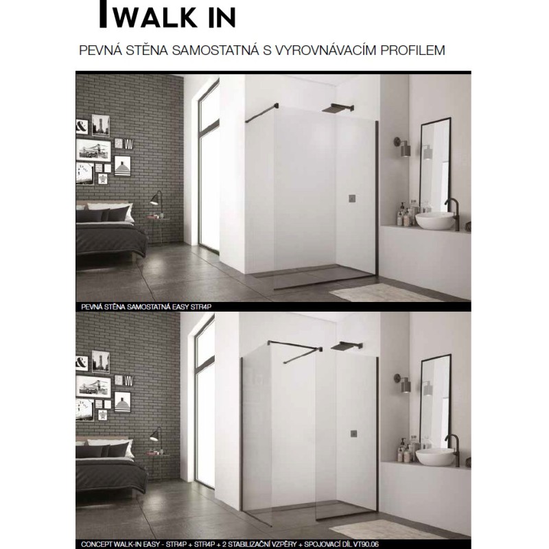 SanSwiss Walk-In Easy PS samost.,VP, 1200/2000,06-mat.černá, 07-čiré   STR4P1200607 (STR4P1200607)