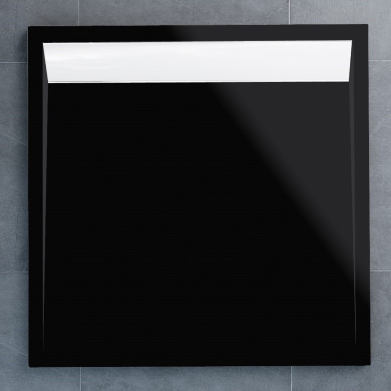 SanSwiss ILA sprchová vanička,čtverec 90x90x3 cm, černý granit-kryt bílý, 900//30 WIQ09004154