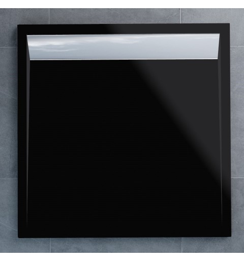 SanSwiss ILA sprchová vanička,čtverec 90x90x3 cm, černý granit-kryt aluchrom, 900//30 WIQ09050154
