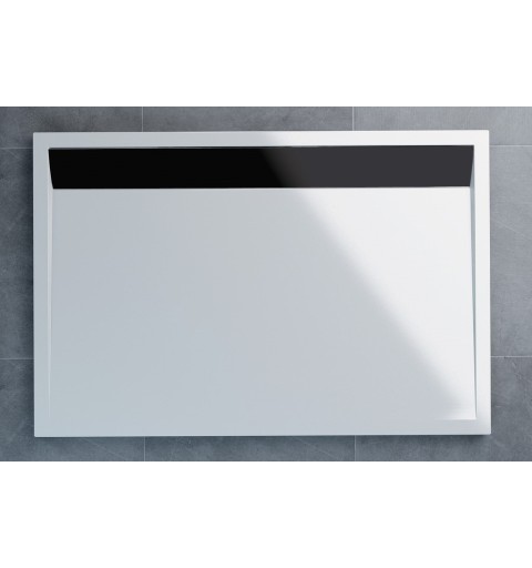 SanSwiss ILA sprchová vanička,obdélník 90x80x3 cm, bílá-kryt černý matný, 900/800/30 WIA800900604