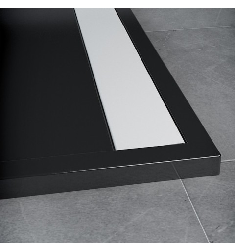 SanSwiss ILA sprchová vanička,čtverec 80x80x3 cm, černý granit-kryt bílý, 800//30 WIQ08004154