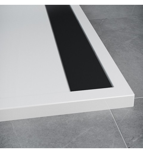 SanSwiss ILA sprchová vanička,čtverec 80x80x3 cm, bílá-kryt černý matný, 800//30 WIQ0800604