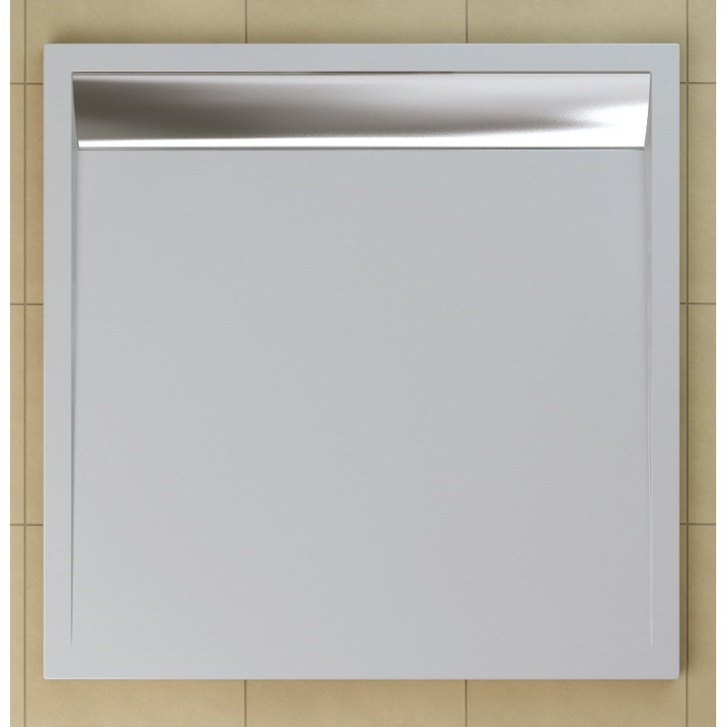 SanSwiss ILA sprchová vanička,čtverec 80x80x3 cm, bílá-kryt aluchrom, 800//30 WIQ0805004