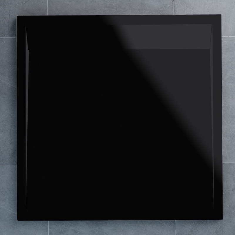 SanSwiss ILA sprchová vanička,čtverec 90x90x3 cm, černý granit-kryt černý matný, 900//30 WIQ09006154