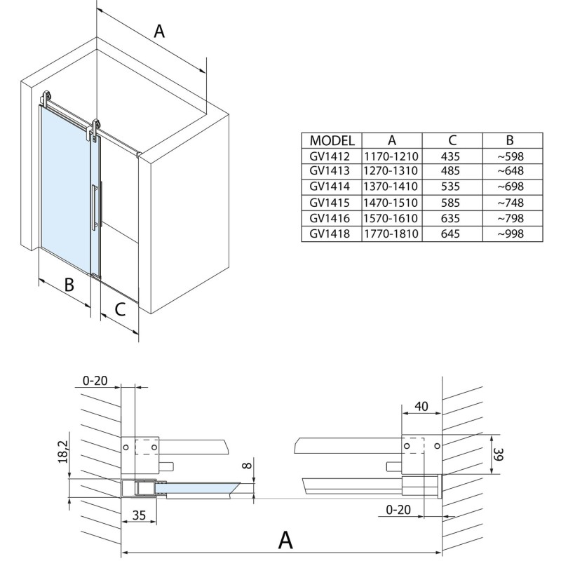 Gelco VOLCANO BLACK sprchové dvere 1500 mm, číre sklo GV1415