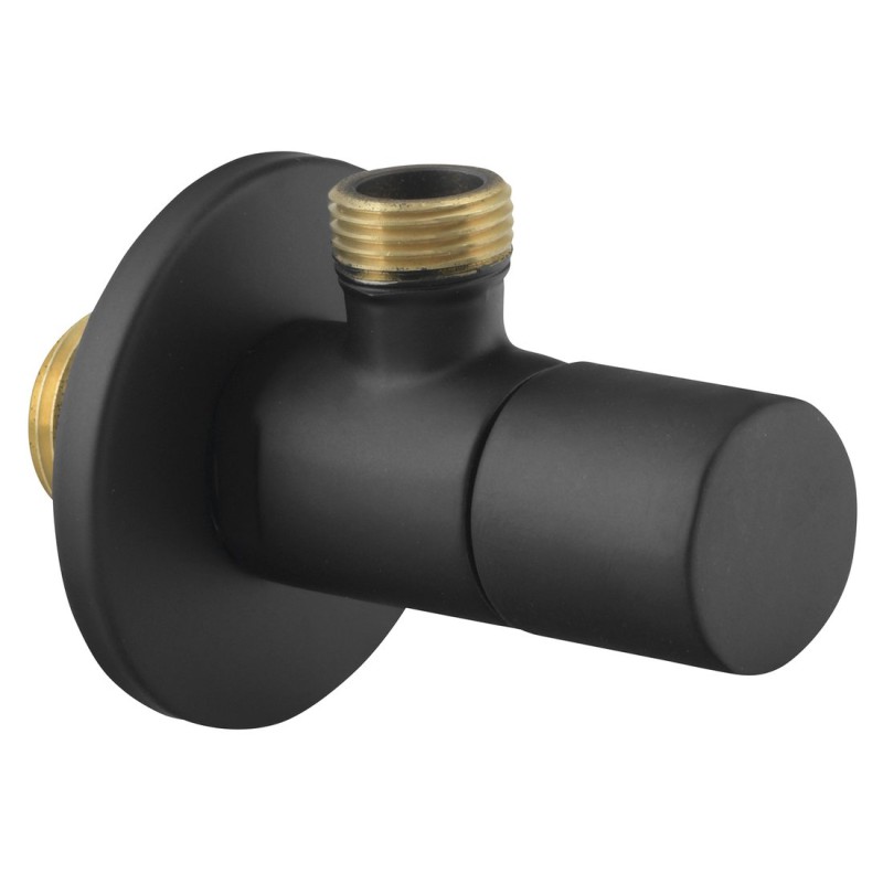 Sapho Rohový ventil s rozetou, guľatý, 1/2'x 3/8', čierna matná SL015