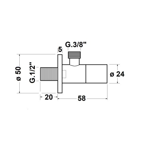 Sapho Rohový ventil s rozetou, guľatý, 1/2'x 3/8', čierna matná SL015