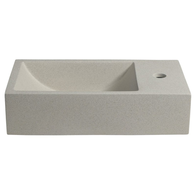Sapho CREST R betónové umývadlo vrátane výpusti, 40x22 cm, biely pieskovec AR413