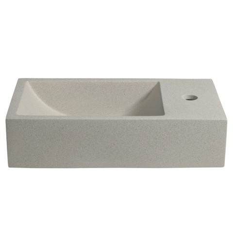 Sapho CREST R betónové umývadlo vrátane výpusti, 40x22 cm, biely pieskovec AR413