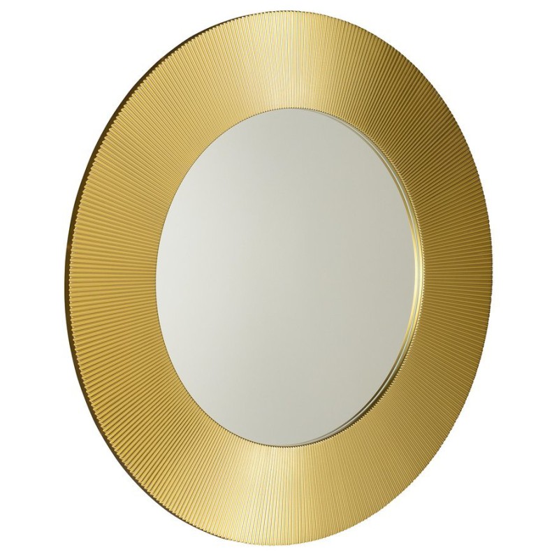 Sapho SUNBEAM zrkadlo v ráme, priemer 90cm, zlatá SB900