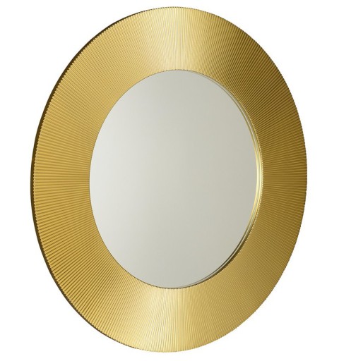 Sapho SUNBEAM zrkadlo v ráme, priemer 90cm, zlatá SB900