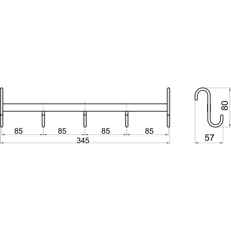 Novaservis Drôtený program - Päťháčik na vykurovací rebrík, chróm 6002,0