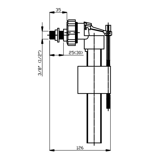 NOVASERVIS Napúšťací ventil bočný univerzálny 3/8 "+ 1/2" plast  490,P