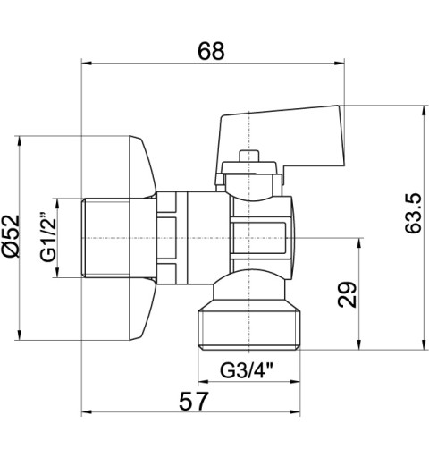 NOVASERVIS Práčkový rohový ventil so spätnou klapkou 1/2"x3/4" CF3027