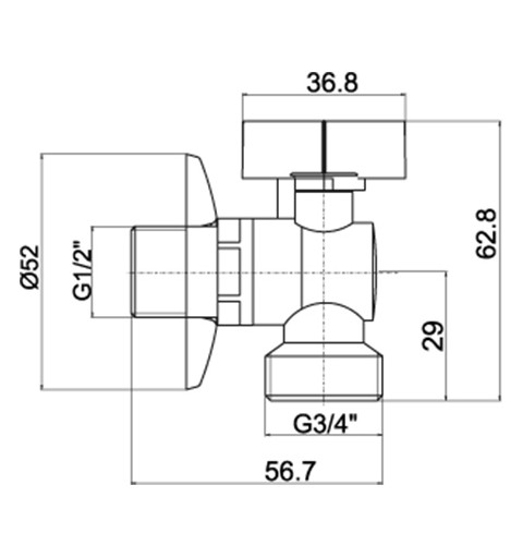 NOVASERVIS Práčkový rohový ventil so spätnou klapkou 1/2"x3/4" CF3016