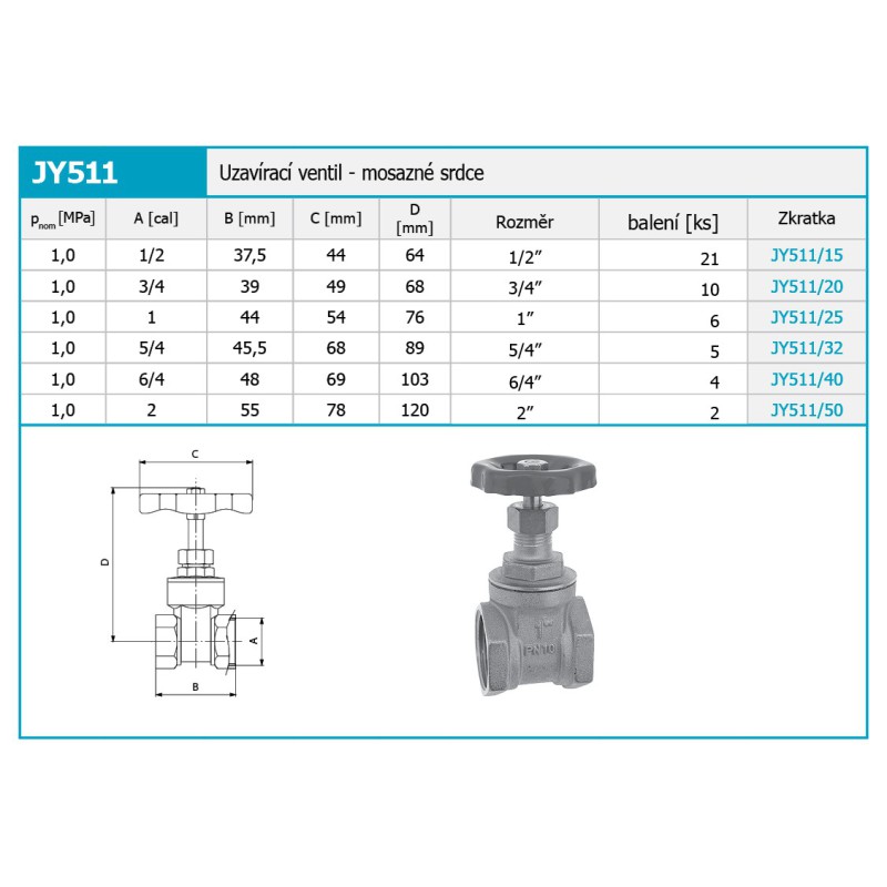Novaservis Inštalatérsky program - Uzatvárací ventil 3/4" JY511/20